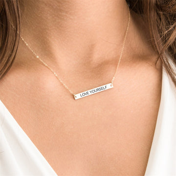 Personalized Bar Pendant Stainless Steel Necklace